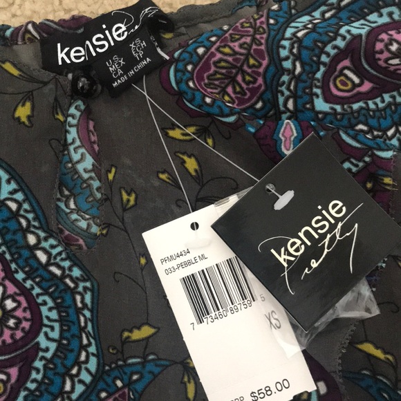 Kensie Top Gray Multi Color Juniors XS - Picture 2 of 8